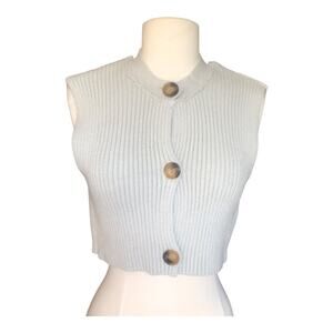 Free People NWT Naiome Trendy Neutral Cropped Rib Micro Vest Truthsyer (Gray) XS